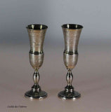 Vintage Pair of Russian Sterling Silver Vodka Flute, Partly Gil