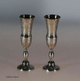 Vintage Pair of Russian Sterling Silver Vodka Flute, Partly Gil