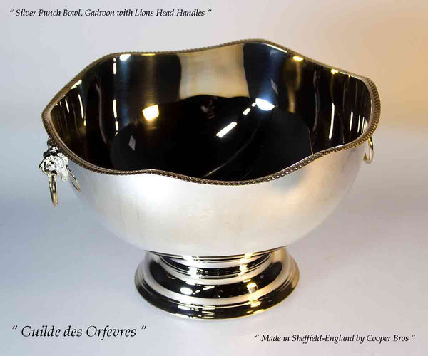 Silver Punch Bowl Gadroon Border 12 in.