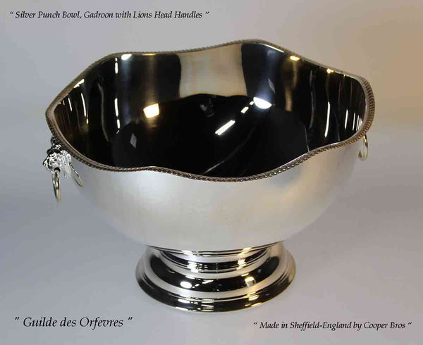 Silver Punch Bowl Gadroon Border 10 in.