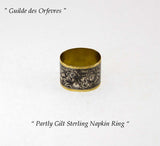 Wonderful Russian Sterling Silver Set of 6 Napkin Rings Niello, Partly Gilt.