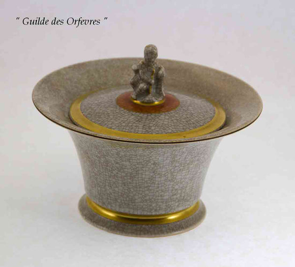 Royal Copenhagen Bonbon Dish & Cover, Craquelé