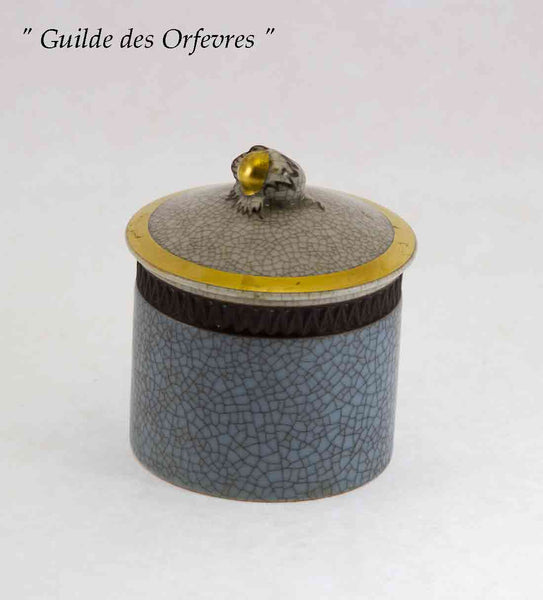 Round Box Grey, Brown & Gold , Craquelé