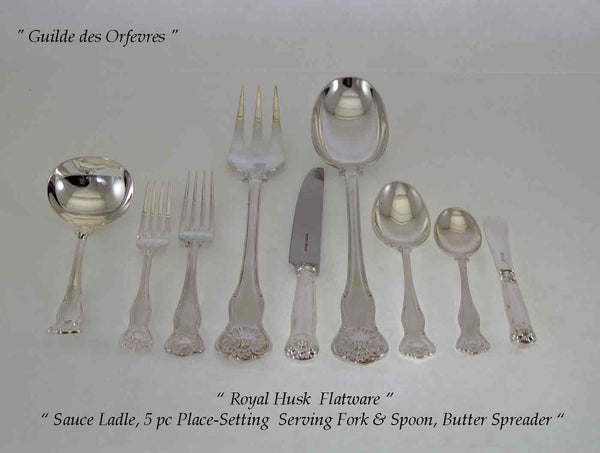 Silver Flatware 75 Pieces Set, Royal Husk