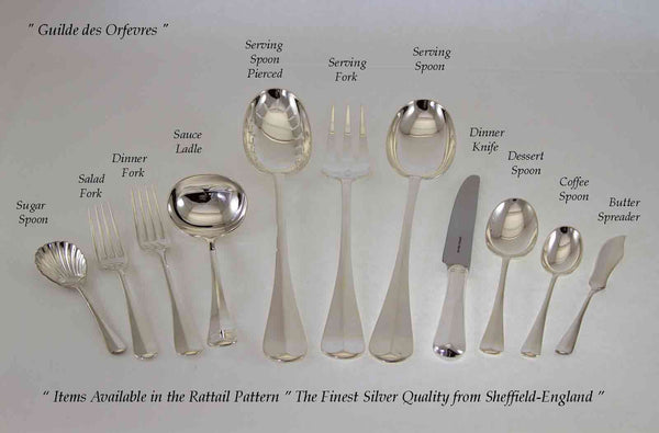 Silver Flatware 66 Pieces Set, Rattail