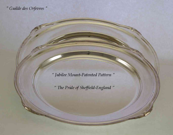 Silver Oval & Round Platters 16 in. with Jubilee, Patented Applied Border