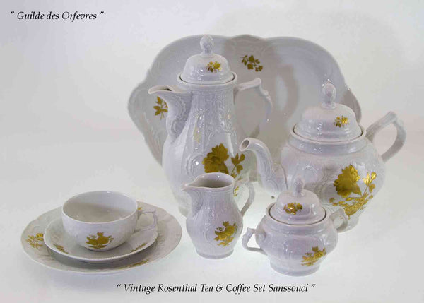 Exquisite Tea & Coffee Set, Golden Flowers by Rosenthal