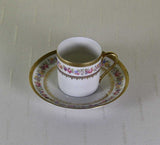 Mocha Cup & Saucer, Rich Gold Decoration and Delicate Flowers