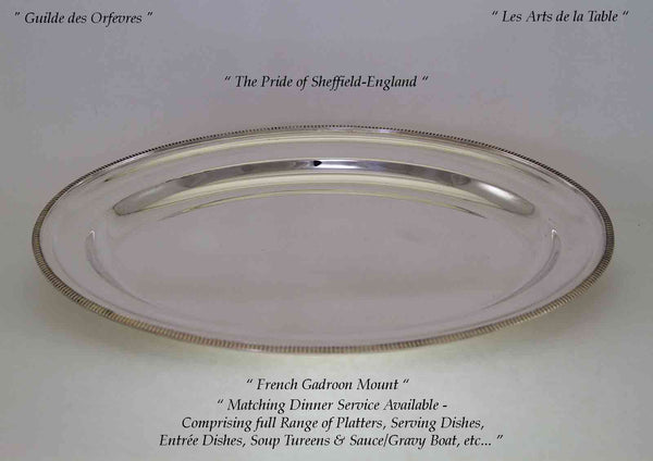 Silver Round Platter 18 in. with Gadroon, Applied Border