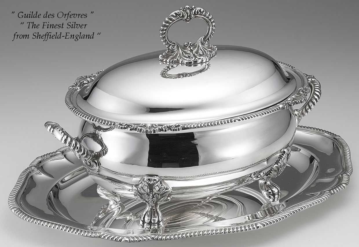Silver Soup Tureen & Cover Gadroon & Shell with Plateau Gadroon