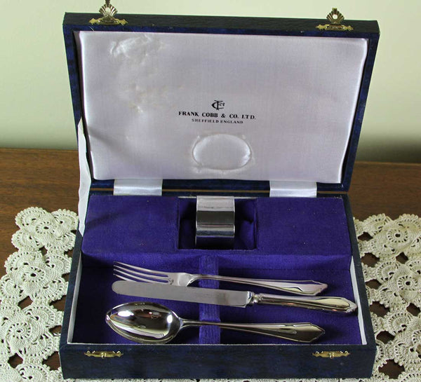 Child Silver Set: Spoon, Fork, Knife & Serviette Ring