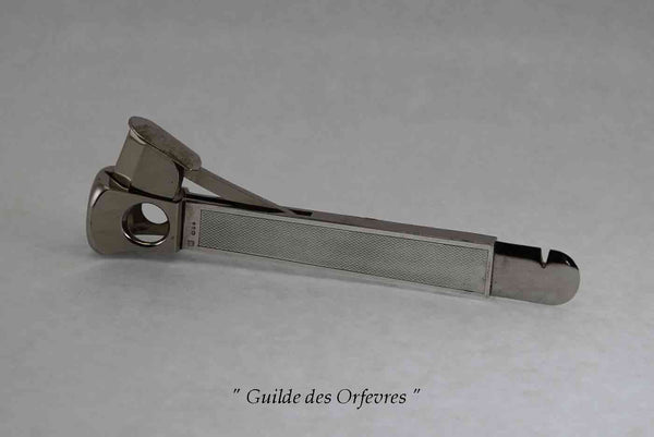 Sterling Silver Cigar Cutter, Engine-Turned-Guilloché