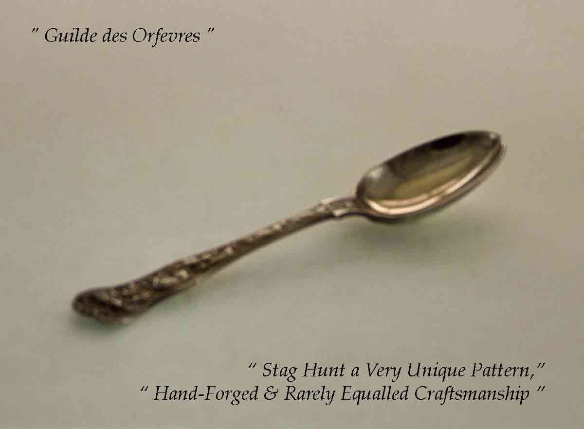 Hand-Forged Sterling Silver 4-pc Place-Setting, Staghunt