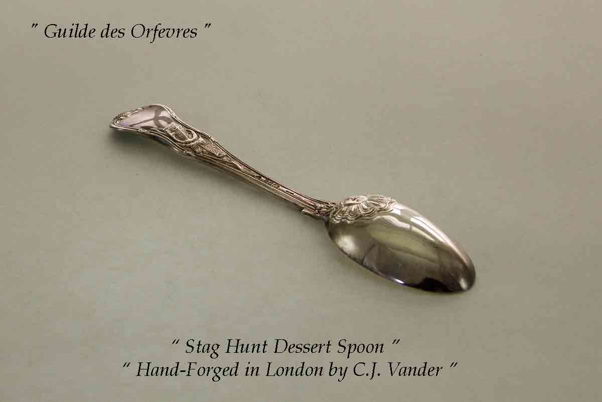 Hand-Forged Sterling Silver 4-pc Place-Setting, Staghunt
