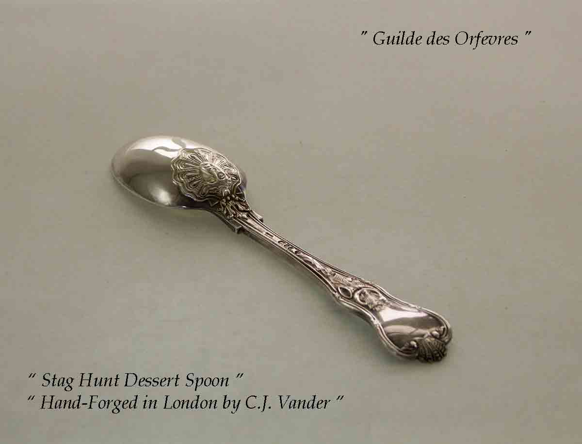 Hand-Forged Sterling Silver 4-pc Place-Setting, Staghunt