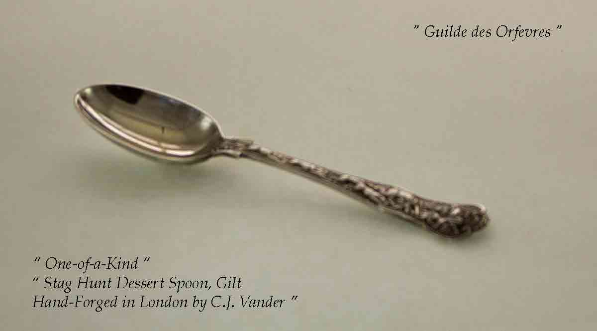 Hand-Forged Sterling Silver 4-pc Place-Setting, Staghunt