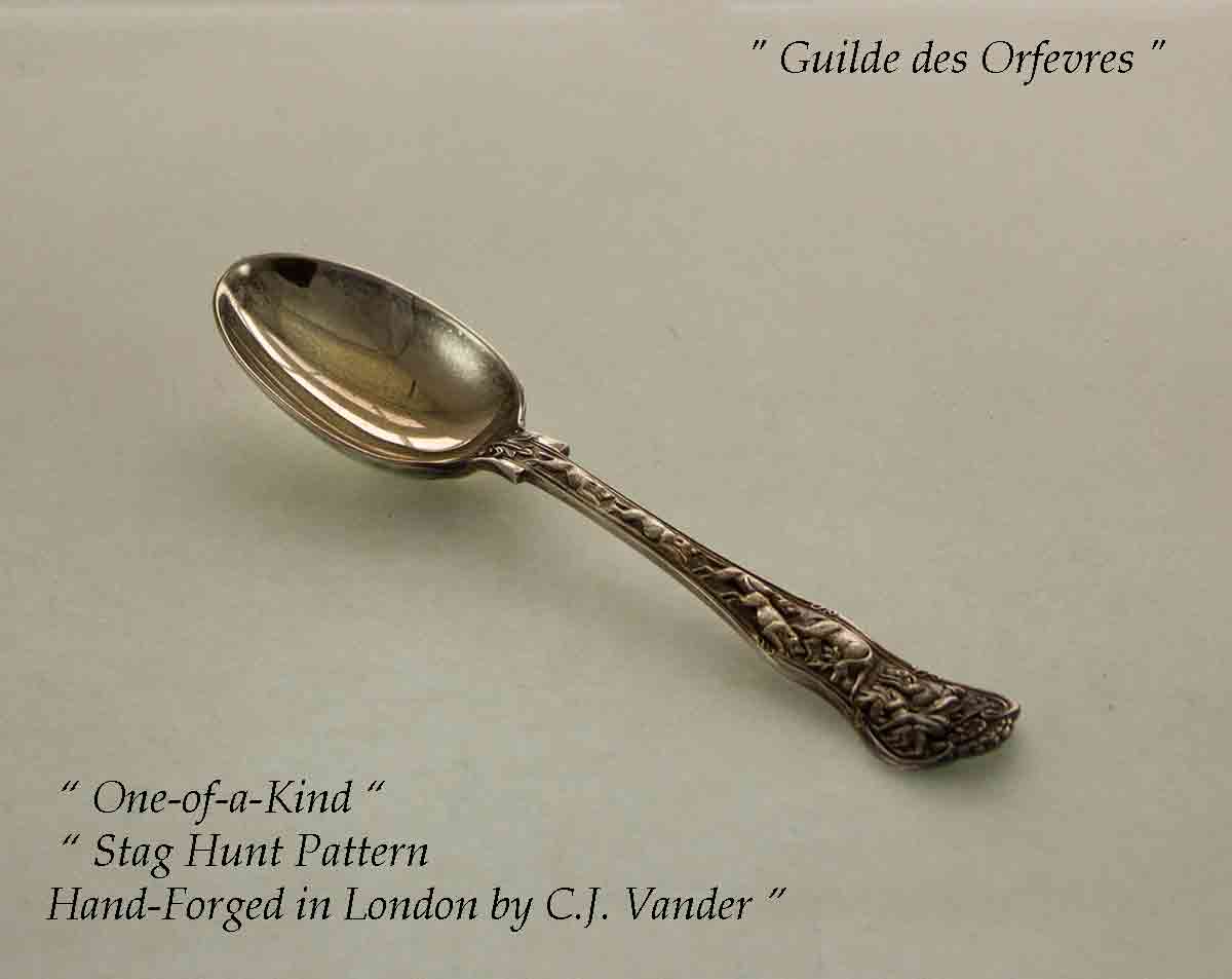 Hand-Forged Sterling Silver 4-pc Place-Setting, Staghunt