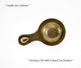 Sterling Gilt Tea Strainer with Multicolor Enameled Cloisonné