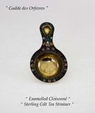 Sterling Gilt Tea Strainer with Multicolor Enameled Cloisonné