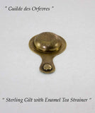 Sterling Gilt Tea Strainer with Multicolor Enameled Cloisonné