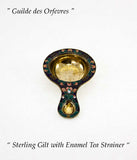 Sterling Gilt Tea Strainer with Multicolor Enameled Cloisonné