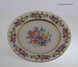 Set of 10 Cheerful Dinner Plates, Gold Rim & Rich Floral Design