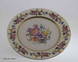 Set of 10 Cheerful Dinner Plates, Gold Rim & Rich Floral Design