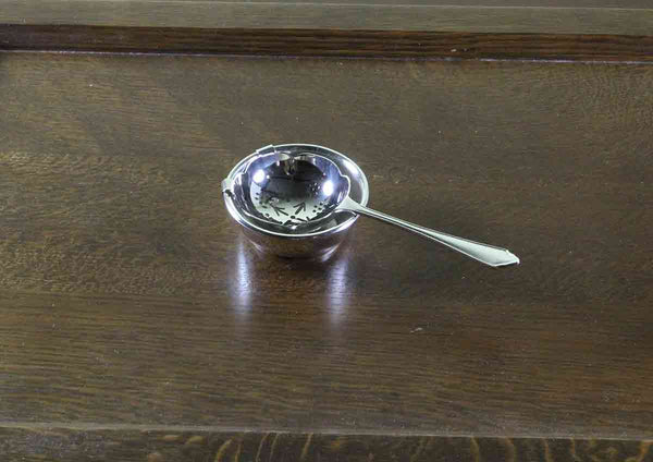 Silver Tea Strainer & Stand