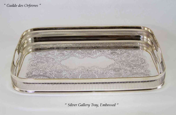 Silver Gallery Tray, Oblong Embossed