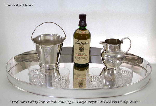 Silver Oval Gallery Tray, Scotch Whisky Set