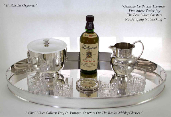 Silver Oval Gallery Tray, Scotch Whisky Set