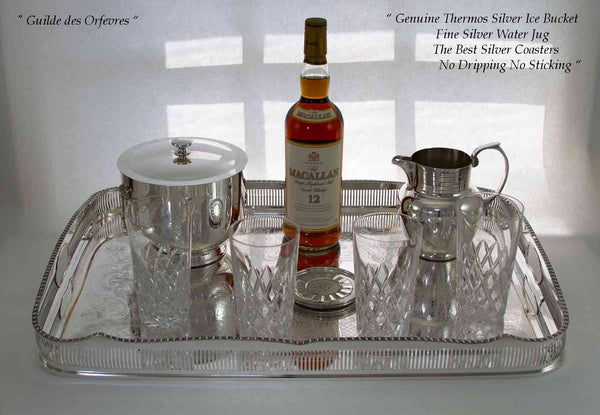 Silver Oblong Gallery Tray, Scotch Whisky Set