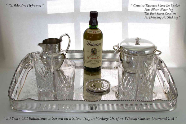 Silver Oblong Gallery Tray Chased, Scotch Whisky Set