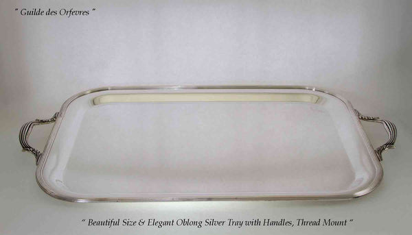 Silver Tray Oblong with Handles, Thread Mount