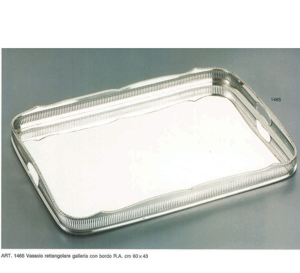 Silver Gallery Tray,  Oblong Embossed, Chased & Pierced Border