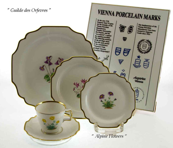 5-piece Place-Setting, Alpine Flowers-Hand-Painted by Au-Garten