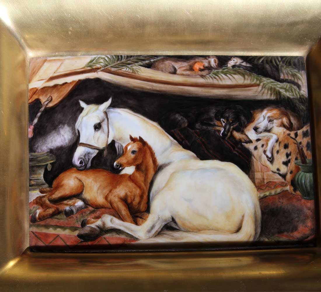 the arab tent painting A Superb Oblong Dish “The Arab Tent “ After Edwin Landseer 1866 Painting